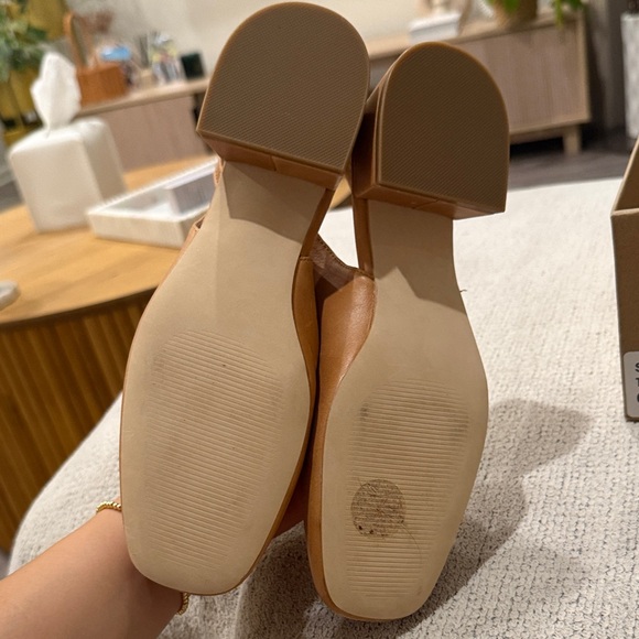 NWB Steve Madden Smitten Tan Leather Block Heel Slingbacks size 6.5 - Picture 4 of 4